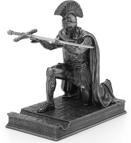Roman Centurion Armor Stifthalter mit griechischem Schlüsselfuß, kniender Ritter, Schreibtisch-Organizer