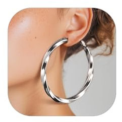 PROSTEEL Creolen Ohrstecker Damen, Edelstahl Verdreht Hoop Ohrringe 40mm,Einzigartiges Ohrschmuck Frauen