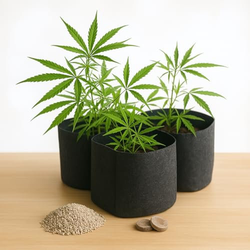 Cannabis Anbau Starter-Kit/Set für drei Automatics Hanf/Weed Pflanzen inkl. Dünger und Growanleitung für Anfänger
