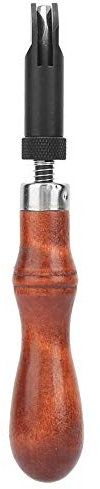 Leather Groover, Adjustable Wood Handle V Type Push Groover, Grooving Craft Gouge Tool for Precise Grooves in Leather Crafting with Steel