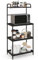 COSTWAY Étagère de Cuisine, Etagère de Micro-Ondes et Four en Métal Robuste, 3 Étagères Réglables, Meuble Rangement sur Pied à 4 Niveaux Multifonctionnelle, 60 x 34,5 x 136 cm (Noir)