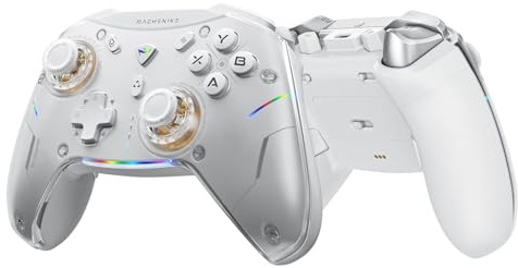 Machenike G5Pro V2 Manette de jeu, manette PC 1000 Hz, micro-commutateurs optiques, joystick remplaçable à chaud, gâchettes optiques, rétroéclairage RVB, pour Nintendo Switch/PC/iOS/Android, Blanc