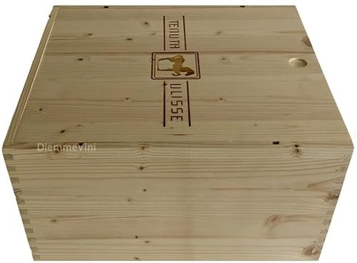 Generico Caja de madera de pino Ulises, 6 botellas de 0,75 l, 33 x 27 x 21 cm