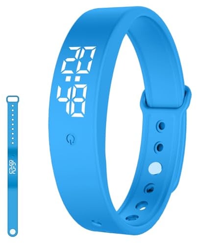 Vibrationswecker Armband, Vibrationsalarm Erinnerung Uhr, Silent Vibrations Wecker Armband, Töpfchentrainingsuhr, Trinkerinnerung, Pillenerinnerungen, Vibrationsarmuhr für Kinder Erwachsene (Blau)