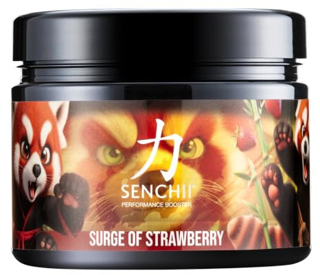 SENCHII Surge of Strawberry – Getränkepulver mit Erdbeergeschmack – 40 Portionen à 8 g – 200 mg Koffein pro Portion – vegan