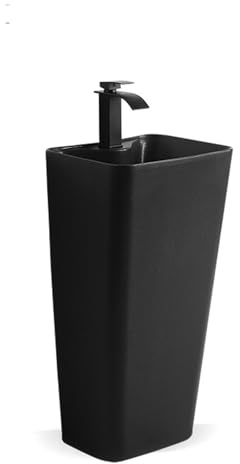 RUNZE765Z Lavabo de Salle Lavabo sur Pied en céramique for Salle de Bain avec Robinet et kit vidange, lavabo rétro intégré Lavabo de Salle