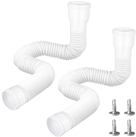 Fallrohr Dachrinne Flexible Verlängerung, Dachrinnenschlauch, Fallrohrverlängerungen Flexibel Rund für Fallrohr 80/100 mm, Dehnbare Regenrinne Verlängerung von 47 bis 150 cm (Weiß, 2 Stück)