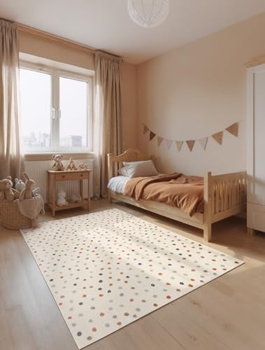 Hanse Home Adventures Kinderteppich Konfetti - Kinderzimmerteppich Punkte, Bunt, Motiv Modern, Spielteppich, Junge, Mädchen, Teppich Kinderzimmer, Wohnzimmer - Creme Mulitfarben, 120x170 cm
