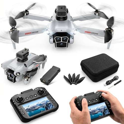 SGM Drone with Camera for Adults & Kids, Foldable Drone with Screen Remote Controller, 360° Obstacle Avoidance, Dual HD Camera, Headless Mode, One-Key Return, Gift for Beginners CS-24