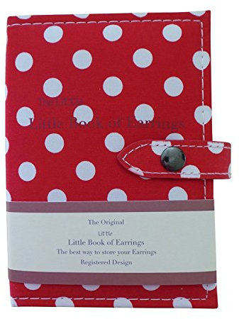 Jewellery Box for Earrings - Little Little Book of Earrings - Holds 12 Pairs of Earrings on 2 Sides - Red Dots