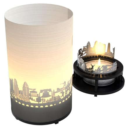 Philadelphia Premium Geschenkbox: Silhouette & Skyline Motivkerze - Souvenir für Fans der Stadt, Schattenspiel & Wohnaccessoire für Zuhause