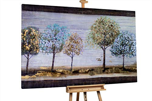 KunstLoft® XXL Gemälde 'Flüsternde Bäume' 180x120cm | original handgemalte Bilder | Wald Bäume Grau Braun | Leinwand-Bild Ölgemälde einteilig groß | Modernes Kunst Ölbild