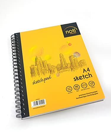 Zeichenblock/Sketch Pad A4 mit Spiralbindung Skizzenbuch - 50 Blatt hochwertiges glattes Zeichenpapier in 170 g/m² Premium-Qualität
