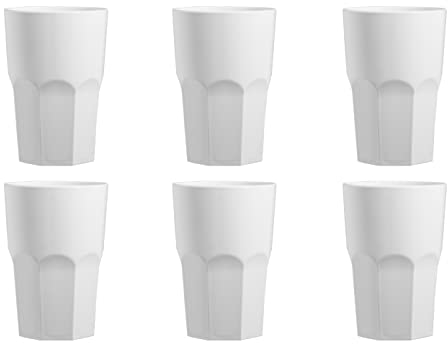 Garnet - Vaso de plástico reutilizable Granity blanco leche x 6 unidades - Lavable en lavavajillas - 40 bordes/33-35 cl al servicio - 100% Made in Italy
