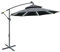 Outsunny 3(m) Cantilever Banana Parasol Hanging Umbrella with Double Roof, LED Solar lights, Crank, 8 Sturdy Ribs and Cross Base for Outdoor, Garden, Patio, Black
