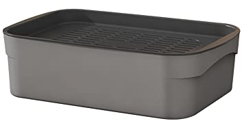 Plateau à Thé, MoreChioce Mini Table Basse Plateau de Table de Service Élégant Égouttoir à Vaisselle Chinois Cérémonie du Thé pour Voiture Bureau à Domicile Salon de Thé 27.3cm x 18cm x 8cm,Gris