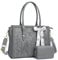 MOSISO Sac Ordinateur Femme 15-15,6 Pouces,Sac Fourre-tout en Cuir PU Compatible avec MacBook,HP,Dell,Asus,Sac PC Portable Rétro Hibiscus Gaufré avec Écharpe Soie&Pochette,Gris