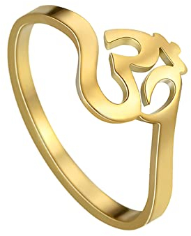 SIPURIS Lotus Om Ohm Aum Symbol Ring Yoga Om Entspannungsring Versprechen Ringe Blume des Lebens filigraner Band Fingerring Spiritueller Schmuck Geschenke für Damen Herren (10/Om-Gold)