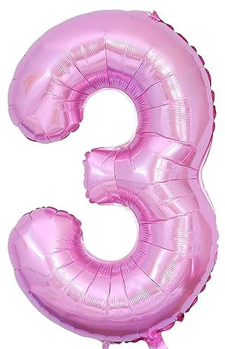 Vthoviwa 40 Pollici Palloncini Numeri 3 Rosa, Pallone 3. 0123456789,10-19,20-25,30,40,50,60,70,80,90 Compleanno Numero Palloncini Foglio, Palloncino 3 Decorazione Festa Supporta Elio