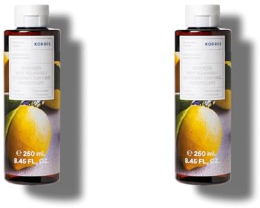 KORRES Basil Lemon Revitalisierendes Duschgel mit aktiv Aloe-Vera, dermatologisch getestet, vegan, 250 ml (Packung mit 2)
