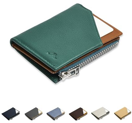 ROIK Portafoglio RFID Portafoglio uomo con portamonete dotato di cerniera, compatto e piccolo, design sottile in pelle di alta qualità – fino a 9 carte, minimal e sicuro – Zip Coin Emerald