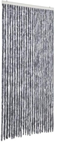 vidaXL Rideau Anti-mouches, Store Anti-insectes avec Crochet, Rideau de Porte Longueur et Largeur Réglables, Argenté 100x200 cm Chenille
