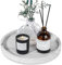 Vassoio da bagno rotondo in silicone, vassoio decorativo per sapone, organizer da cucina, tavolino da caffè, decorazione per candele, profumi, piante, 22,9 cm, grigio marmo