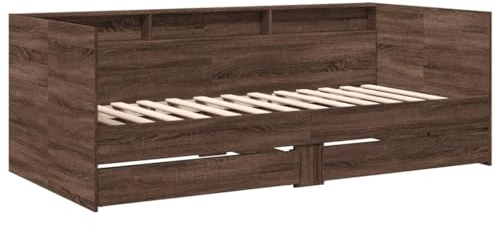 vidaXL Tagesbett, Gästebett mit 2 Schubladen mit Rollen, Schlafsofa für Schlafzimmer, Bettsofa Sofabett Daybed Bett, Braun Eichen-Optik 100x200cm Holzwerkstoff