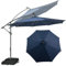 KOMFOTTEU Sombrilla 3x3m de Jardín con 40 Luces LED Solares, Parasol Inclinable con Base Saco de Arena, Sombrilla Terreza Exterior con Protección UV, Sombrilla Grande para Patio, Piscina (Azul)