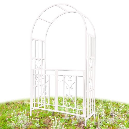 Cream Wedding Garden Arch 110x50x210cm Weather Resistant Steel Arbor for Climbing Plants Stable Rose Trellis for Outdoor Patio Gazebo Elegant Wedding Decorations
