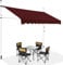 COSTWAY Klemmmarkise 300 cm breit, Balkonmarkise ohne Bohren, UV-beständig, höhenverstellbar, wasserabweisend, Markise mit Handkurbel, Sonnenmarkise, Sonnenschutz für Balkon, Weinrot