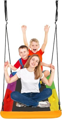 Balançoire nid pour enfants avec une capacité de charge jusqu'à 300 kg, corde réglable, cadre de balançoire, aire de jeux de jardin extérieur pour balançoire pour enfants, balançoire nid, échelle d'es