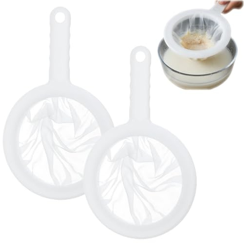 2 coladores de plástico para kéfir, colador fino, colador de pelo, colador de plástico, 200 mesh, para zumo, leche, café, yogur, vino láctico y miel