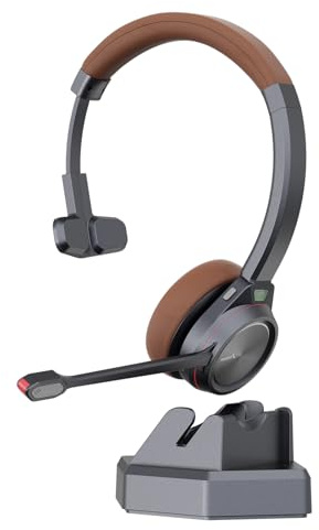 MAIRDI Wireless Headset with Microphone, 40H Playtime, Mono 5.2 Bluetooth Headset Noise Canceling for Office Work Telephone Call Center Teams Zoom Skype Conference