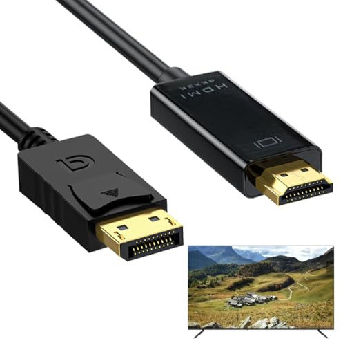 BaZuyunMd Cavo 4K DisplayPort a HDMI, unidirezionale, placcato oro, per Lenovo HP ASUS Dell, 1 m