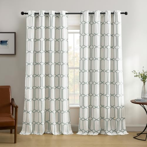 Elrene Home Fashions Kaiden Geometric Room-Darkening Window Curtain, Single Panel, 52 W x 95 L (1 Panel), Slate Blue