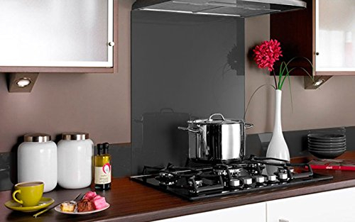 Vidriopanel Panel DE Vidrio para Cocina en Color Gris 70x60 (69,6cm x 59,6cm) / Cristal de Protección Salpicaduras en Diferentes Medidas para frentes de cocinas