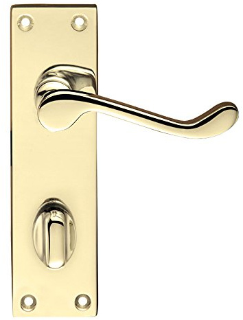 Project Victorian Scroll Door Handles - Bathroom Set - Electroplated Brass