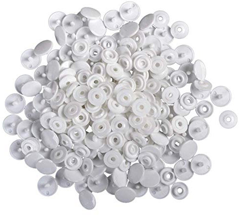 Trimming Shop Original KAM Druckknöpfe, T3, ohne Nähen, Kunststoffknöpfe für Wollkleidung, Kinderkleidung, Stoffe, Windeln, Lätzchen, Bastelprojekte, Weiß, Plastik, weiß, T5 (Size 20)