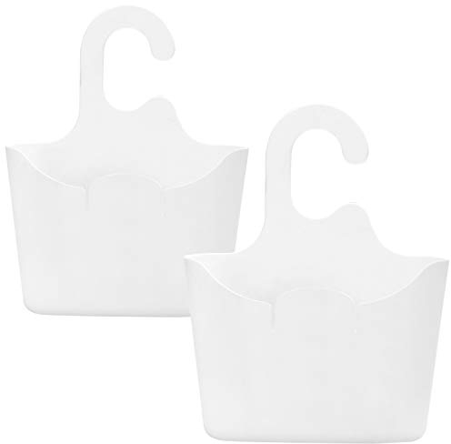 com-four® 2x Duschkorb in weiß mit Haken - Duschgelhalter zum Aufhängen - Hängekorb für die Dusche - Duschregal - Duschablage zum Hängen (02 Stück - 25x20cm weiß)