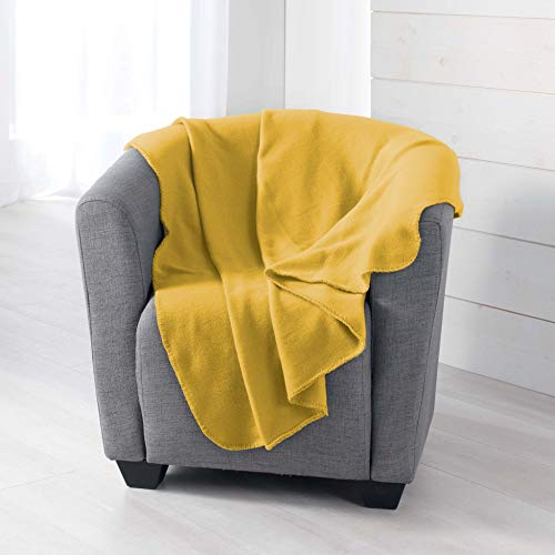 Douceur d'Intérieur Milou Plaid, Polyester, Gelb, 125 x 150 cm