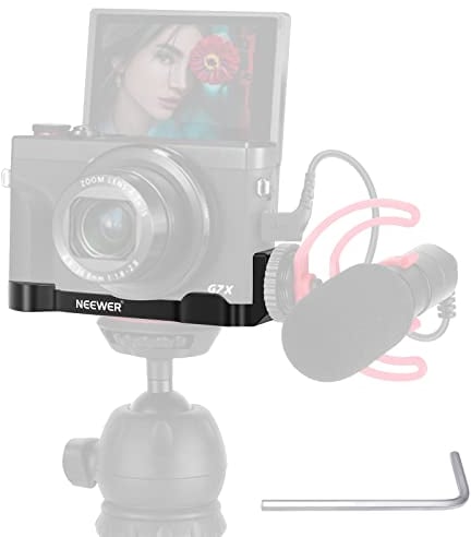 Neewer Metallhalterung Kompatibel mit Canon G7X Mark II & Mark III, Kamera-Erweiterungs-Basisplatte mit 1/4 Zoll Stativhalterung, Mikrofonhalterung, Vlogging-Zubehör mit LED-Licht
