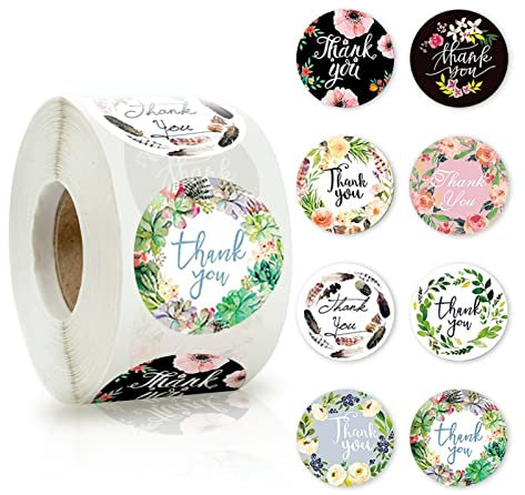 jiuzcare Danke aufkleber 3.8cm Aufkleber Rund Danke Aufkleber Etiketten zum Beschriften Etiketten Marmelade Handmade Aufkleber Weihnachtsaufkleber für Papiertüten für Die Geschenkdekoration, CY11