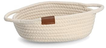 Zeller 14435 Aufbewahrungskorb, Baumwolle/Polyester, Natur, ca. 22 x 17 x 8,5 cm