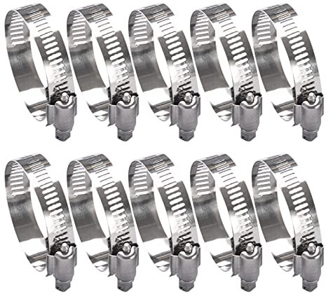 10 Pcs Hose Clips Set, 40-63mm Stainless Steel Hose Clamps Assorted Kit, Adjustabl Ducting Clamps Worm Drive Clamps for Automotive Radiator Mechanical Hose, Pipe, Tube