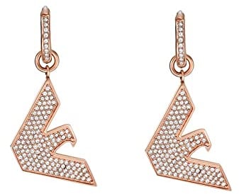 Emporio Armani Damen-Ohrringe aus Edelstahl oder Halbedelmetall mit Bügel-, Haken- oder Pfostenverschluss, Senfgold