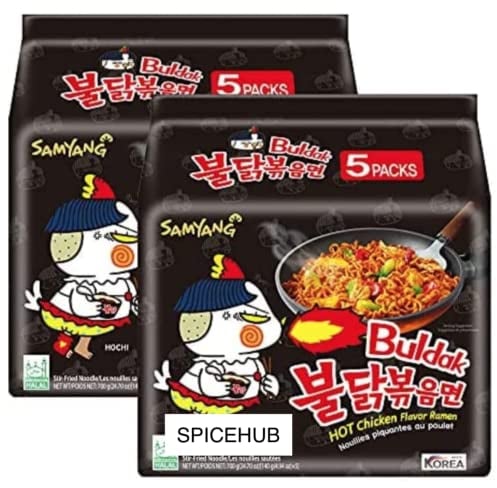 SPICEHUB SAMYANG Buldak HOT Chicken Flavour Ramen Noodles, (Pack of 10) BY SPICEHUB