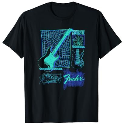 Fender Stratocaster Guitar Schematic Poster Maglietta