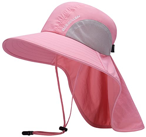 Bassdash Unisex Sonnenhut UPF 50+ Angelhut wasserabweisend breite Kremp mit großem Nackenschutz Pferdeschwanz Herren Damen