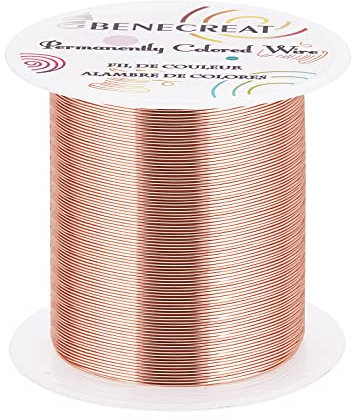 BENECREAT Filo per gioielli da 0,5 mm, 80 m, colore rame, resistente all'ossidazione, perfetto per la creazione di gioielli, avvolgimento di cavi, catene con perline
